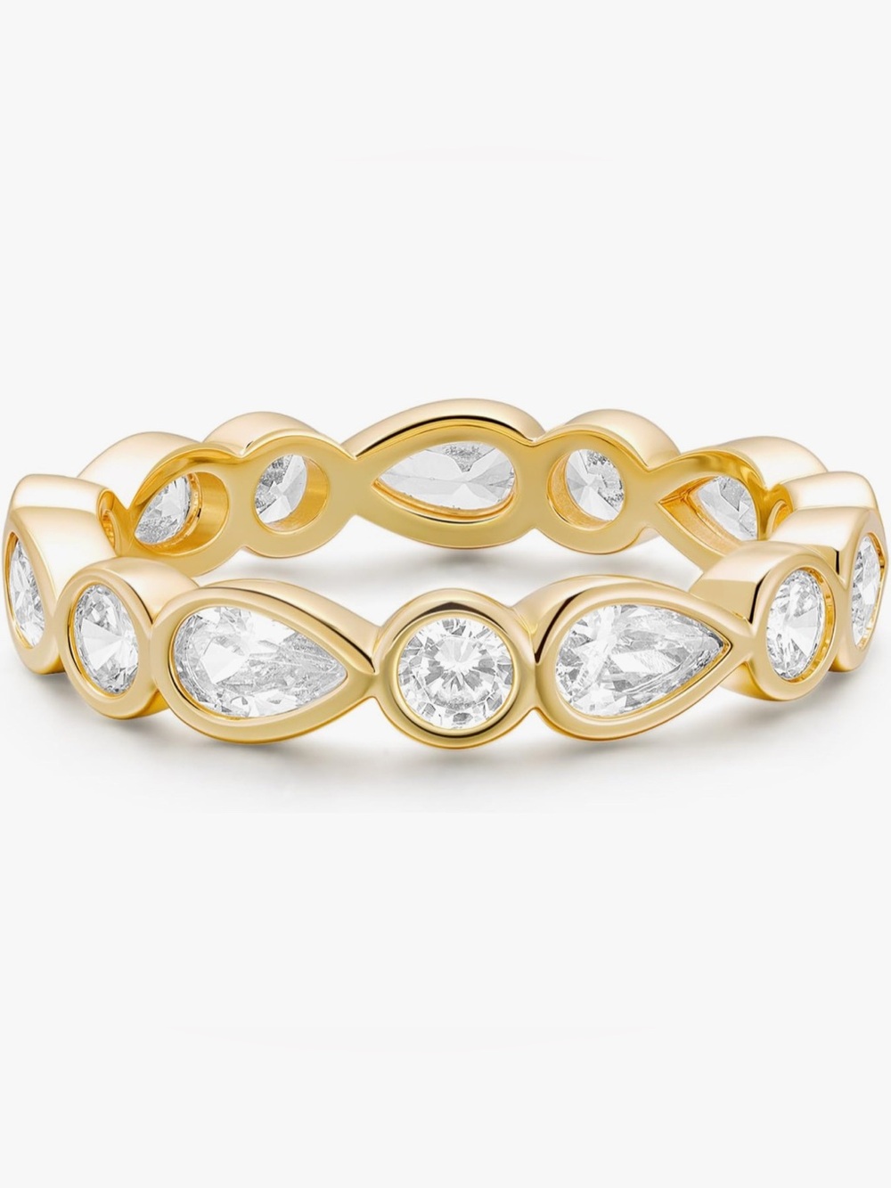 Gorgeous Neiman Marcus 18KT Gold Filledc white Topaz band Ring size 8